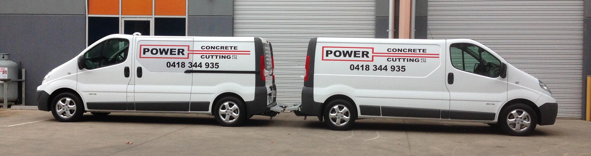 Power Concrete Cutting service vehicles in Melbourne